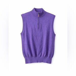 Peter Millar 100% merino wool quarter zip men's purple sweater vest size M